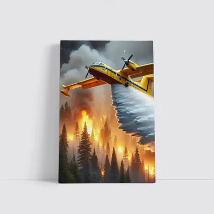 Firefighter Plane Dropping Water Over Burning Forest