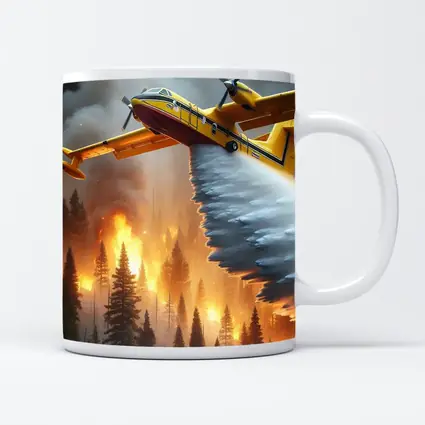 Firefighter Plane Dropping Water Over Burning Forest