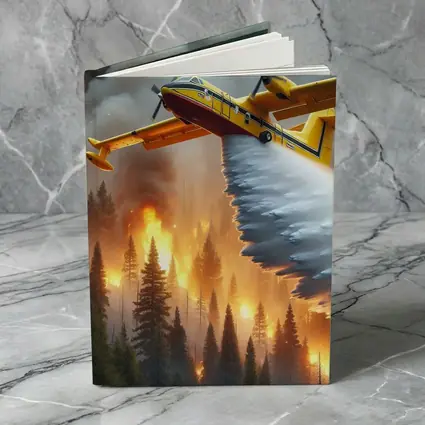 Firefighter Plane Dropping Water Over Burning Forest