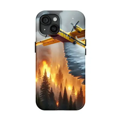 Firefighter Plane Dropping Water Over Burning Forest