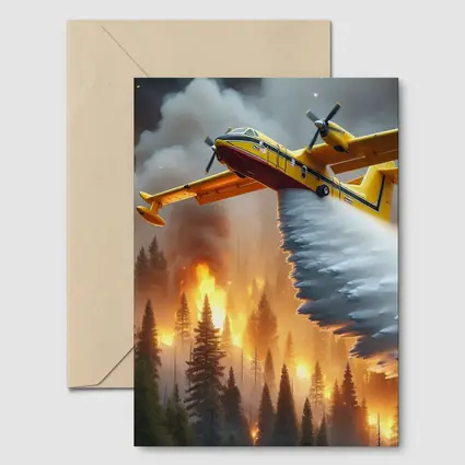 Firefighter Plane Dropping Water Over Burning Forest