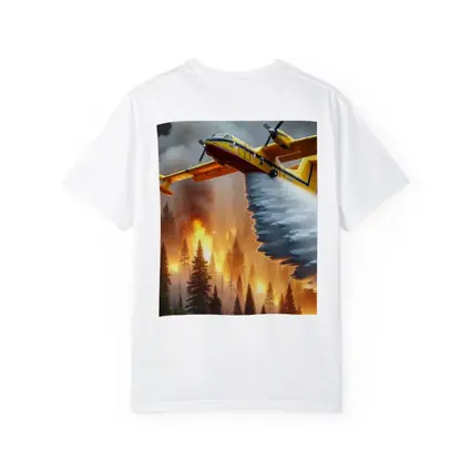 Firefighter Plane Dropping Water Over Burning Forest
