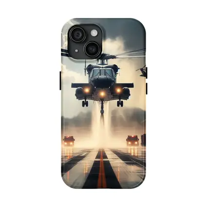 Military Helicopter Landing Runway Dramatic Sky