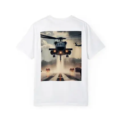 Military Helicopter Landing Runway Dramatic Sky