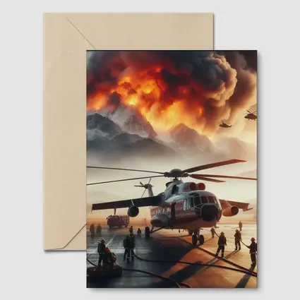 Helicopter Firefighters Mountain Wildfire Emergency Scene