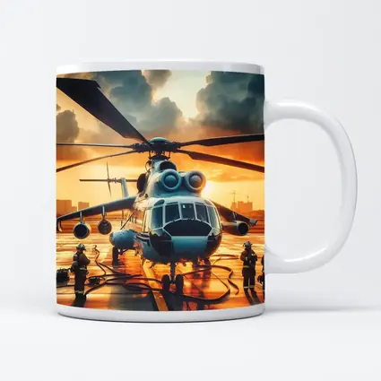 Military Helicopter Ground Crew Sunset Sky