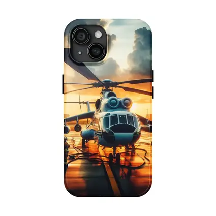 Military Helicopter Ground Crew Sunset Sky