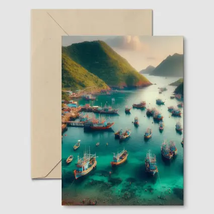 Fishing Boats Anchored in Tropical Bay