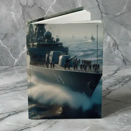 Navy Warship Fleet Sailing Rough Ocean Waves