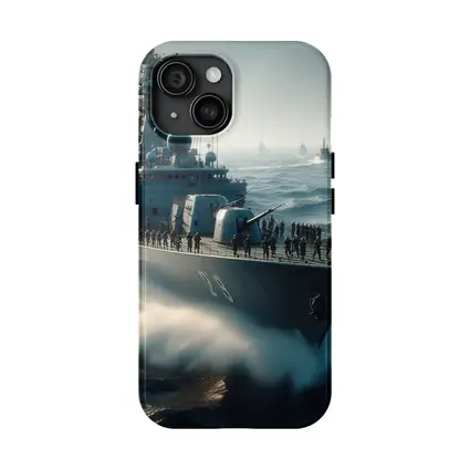 Navy Warship Fleet Sailing Rough Ocean Waves