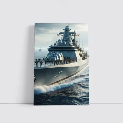 Navy Warship Crew Sailing Open Ocean