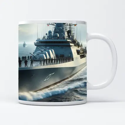 Navy Warship Crew Sailing Open Ocean