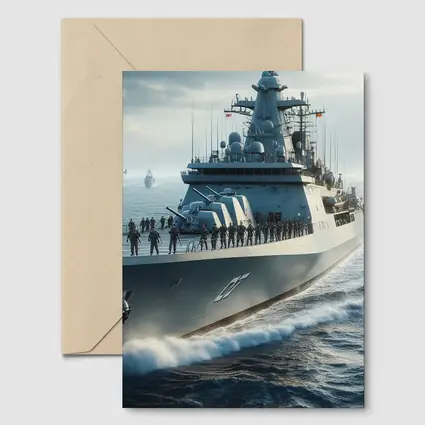 Navy Warship Crew Sailing Open Ocean