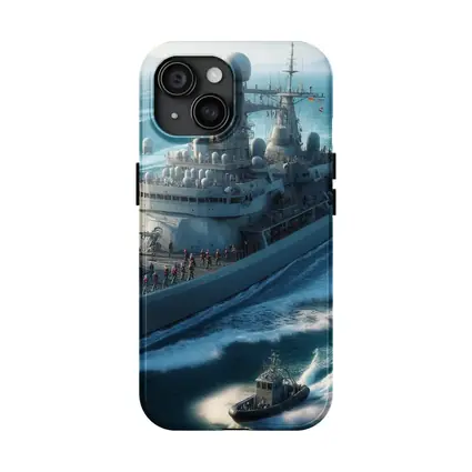 Navy Warship Sailing Blue Ocean Waters