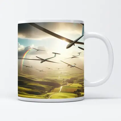Gliders Soaring Over Green Rolling Hills