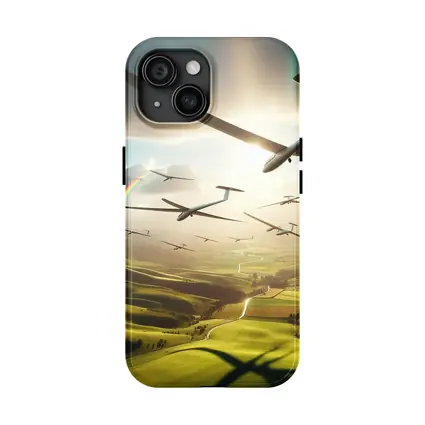 Gliders Soaring Over Green Rolling Hills