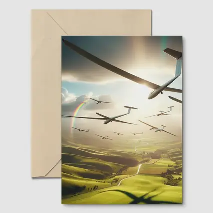 Gliders Soaring Over Green Rolling Hills