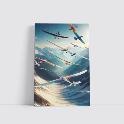 Colorful Gliders Soaring Over Snowy Mountains