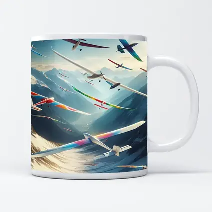 Colorful Gliders Soaring Over Snowy Mountains