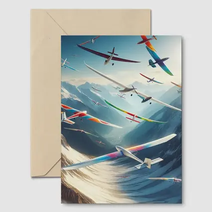 Colorful Gliders Soaring Over Snowy Mountains