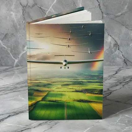 Gliders Flying Over Green Fields Rainbow