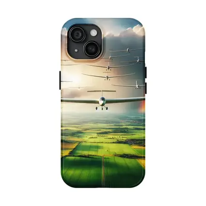 Gliders Flying Over Green Fields Rainbow