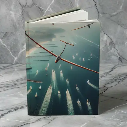 Gliders Soaring Over Coastal Sailboat Race