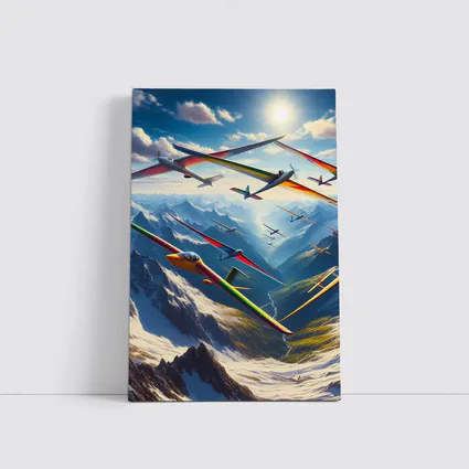 Gliders Soaring Over Snowy Mountain Peaks