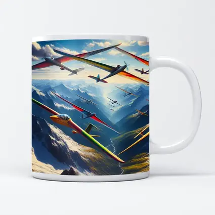 Gliders Soaring Over Snowy Mountain Peaks