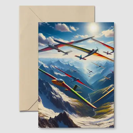Gliders Soaring Over Snowy Mountain Peaks