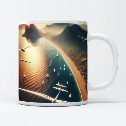 Gliders Flying Over Coastal Mountain Landscape