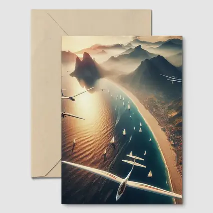 Gliders Flying Over Coastal Mountain Landscape