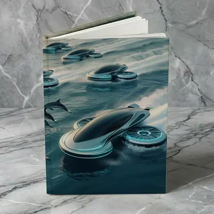Futuristic Hover Vehicles Racing Over Ocean