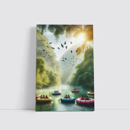 River Rafting Adventure Lush Jungle Canyon
