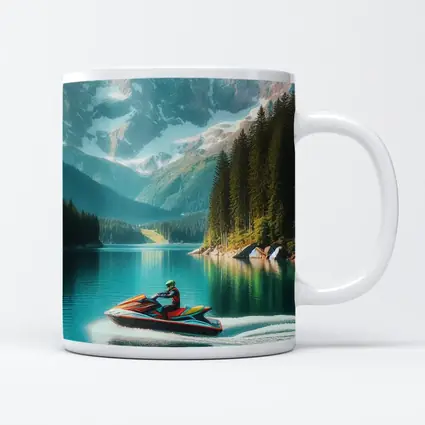 Jet Ski Rider on Turquoise Mountain Lake