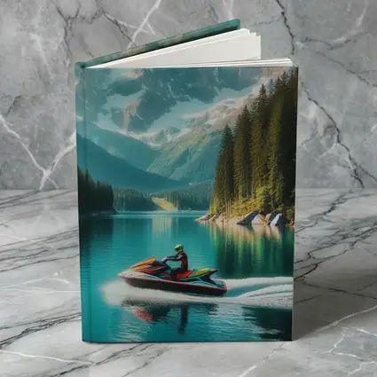 Jet Ski Rider on Turquoise Mountain Lake