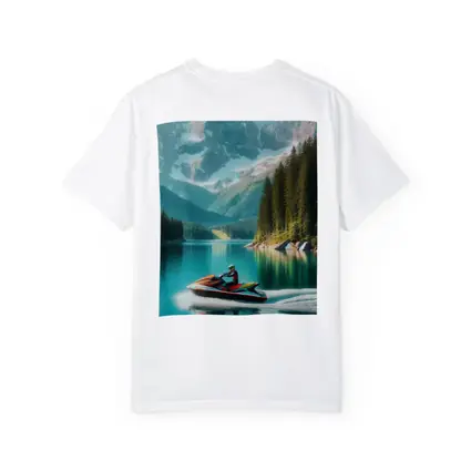 Jet Ski Rider on Turquoise Mountain Lake