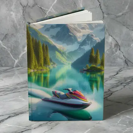 Jet Ski on Turquoise Alpine Mountain Lake