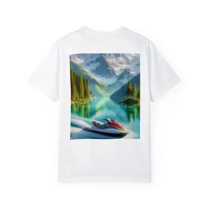 Jet Ski on Turquoise Alpine Mountain Lake