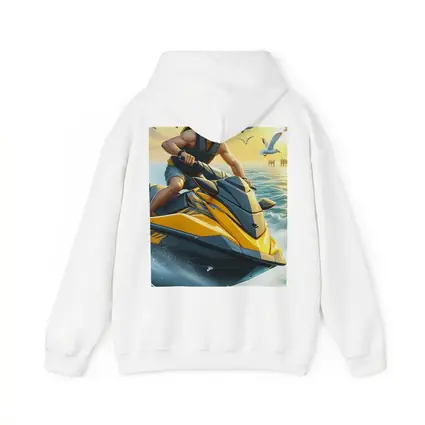 Man Riding Yellow Jet Ski Ocean Sunset