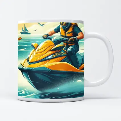 Jet Ski Rider Ocean Wave Retro Art