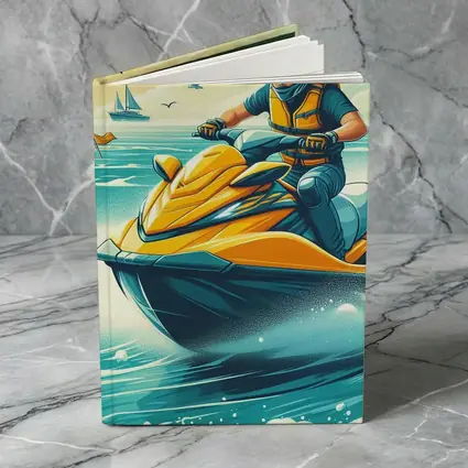 Jet Ski Rider Ocean Wave Retro Art