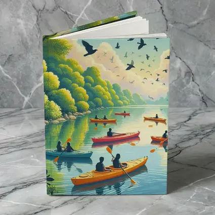 Kayaking on Calm River With Birds