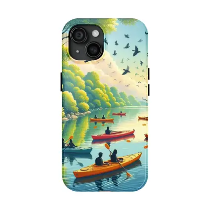 Kayaking on Calm River With Birds