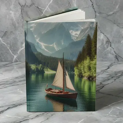 Sailboat on Calm Alpine Mountain Lake