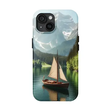 Sailboat on Calm Alpine Mountain Lake