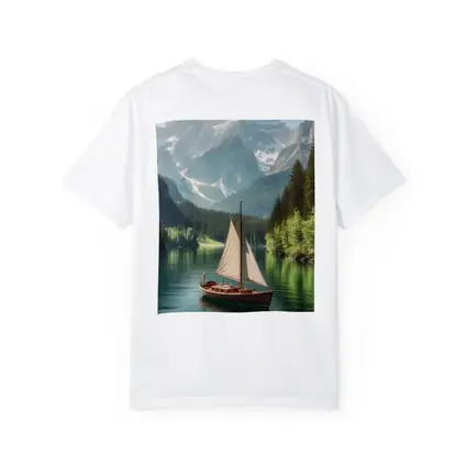 Sailboat on Calm Alpine Mountain Lake