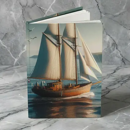 Wooden Sailing Ship Open Blue Ocean