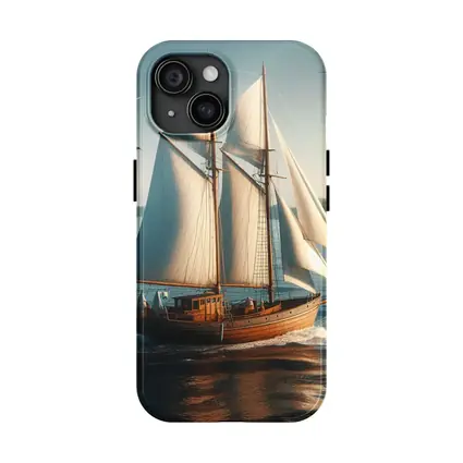 Wooden Sailing Ship Open Blue Ocean