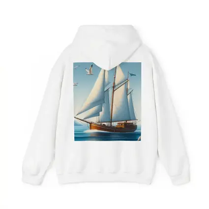 Wooden Sailboat Open Blue Ocean Seagulls